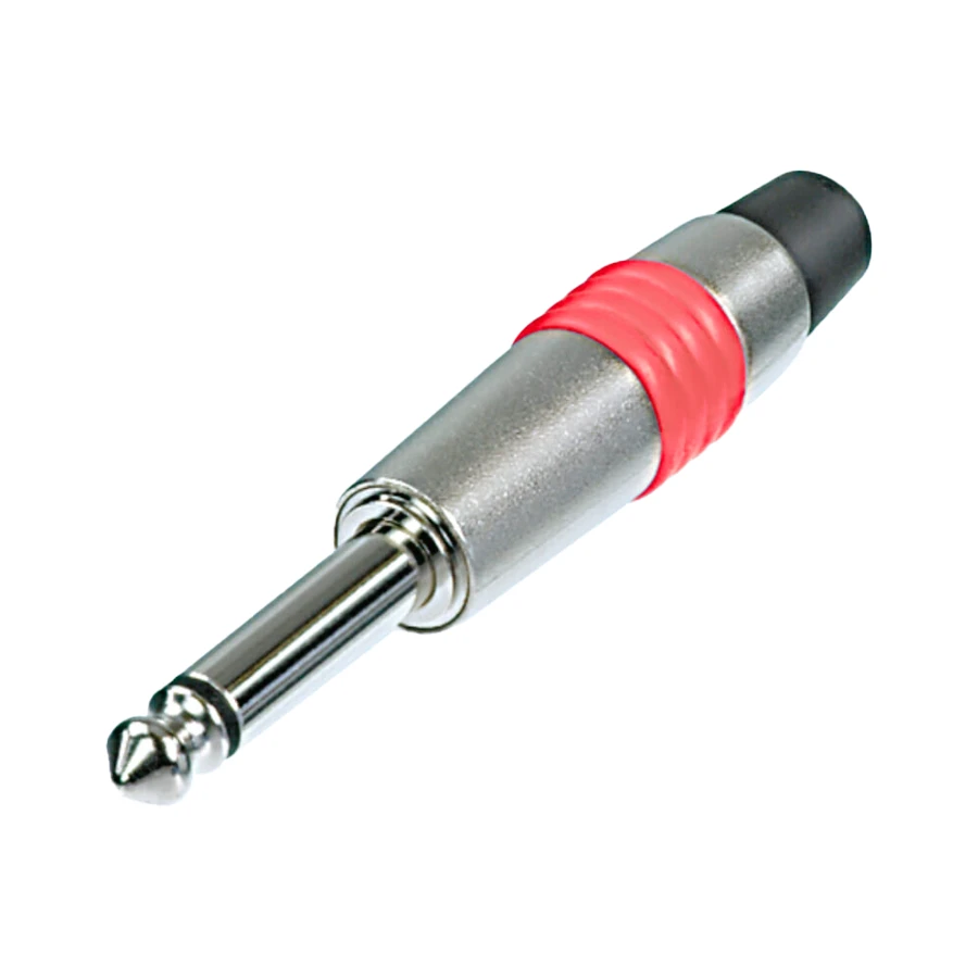 Toon details voor jack 6,3mm steker 2-polig nikkel tule rood NYS Afbeelding van jack 6,3mm steker 2-polig nikkel tule rood NYS