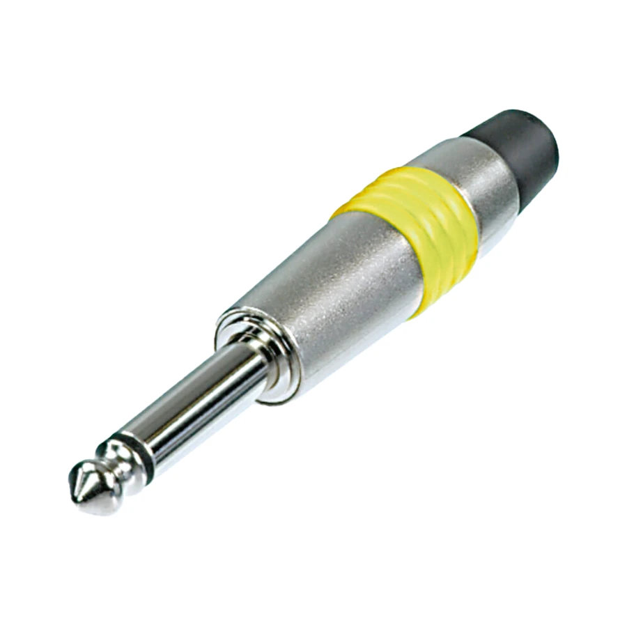 Toon details voor jack 6,3mm steker 2-polig nikkel tule geel NYS Afbeelding van jack 6,3mm steker 2-polig nikkel tule geel NYS