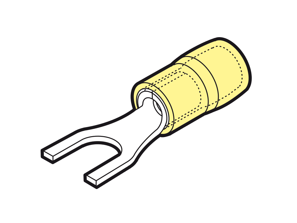 Afbeelding van vorkkabelschoen geisoleerd 4-6mm2 geel  3.7mm PA6.6 VPE100