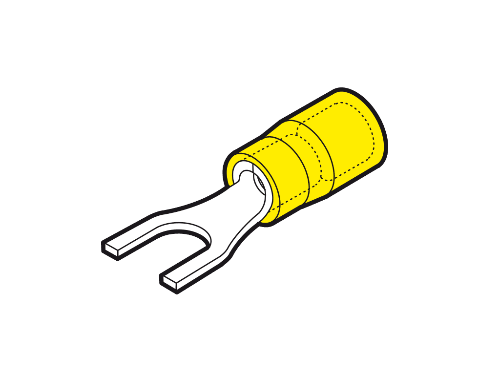 Afbeelding van vorkkabelschoen geisoleerd 4-6mm2 geel 10.5/15.5mm PC-V0 VPE100