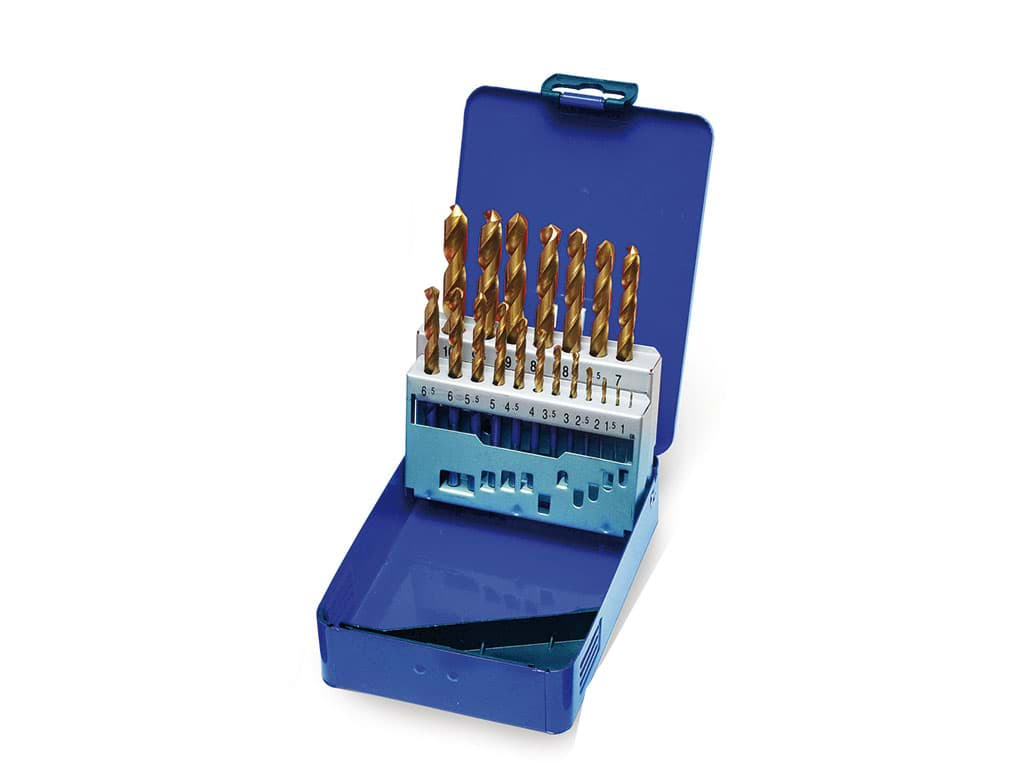 Afbeelding van SET OF 19 PIECES OF TIN COATED SPIRAL DRILL BITS WITH DIAMETERS 1MM TO