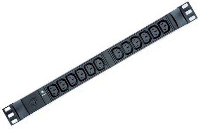 Afbeelding van PDU 19inch in:C14+2,0m uit: 12xC13 met zekering+LED