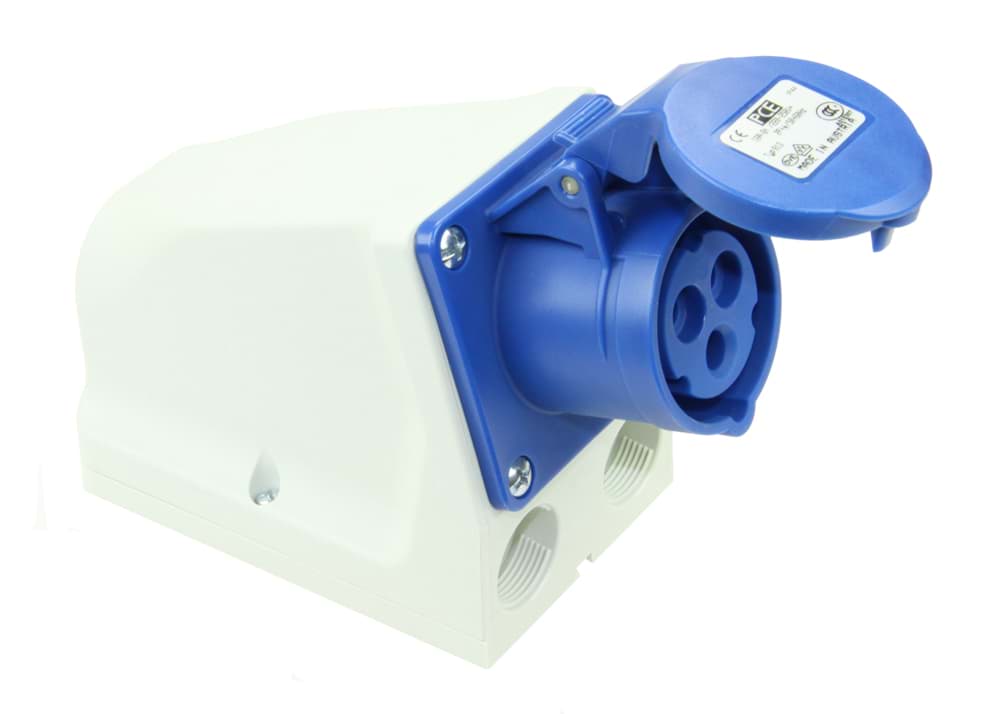 Afbeelding van CEE wcd-doorvoer 3p  16A 230V 6h blauw IP44 PCE