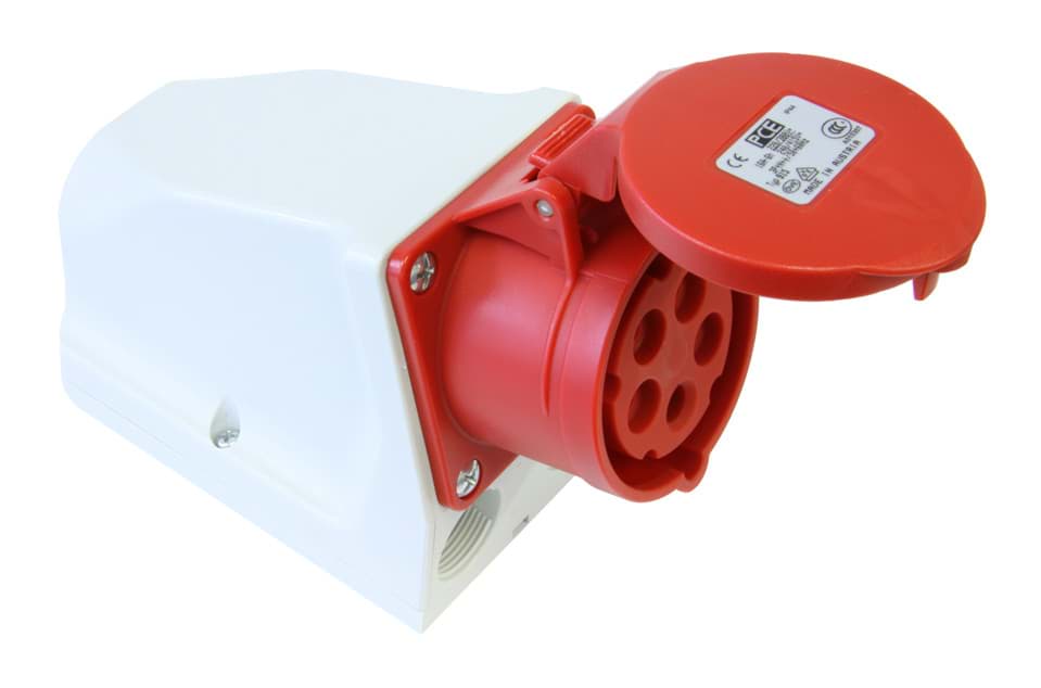 Afbeelding van CEE wcd-doorvoer 5p  32A 400V 6h rood IP44 PCE