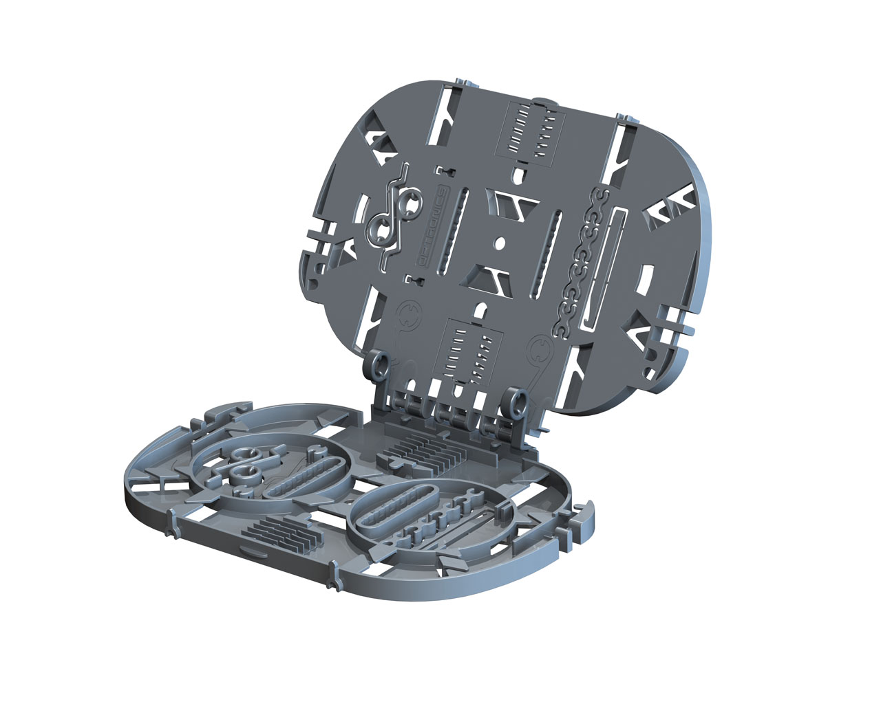 Afbeelding van Fibre Splice Tray HINGED up to 12x heatshrink/24x crimp