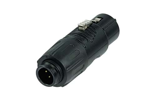 Afbeelding van koppeladapter TINY XLR-3p-male <> XLR-3p-female zwart goud