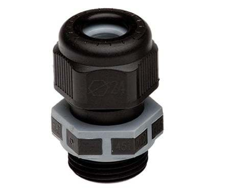 Afbeelding van wartel+moer kunststof IP68 PG16 doorlaat 10,5-14mm tap=8mm zwart ZK5