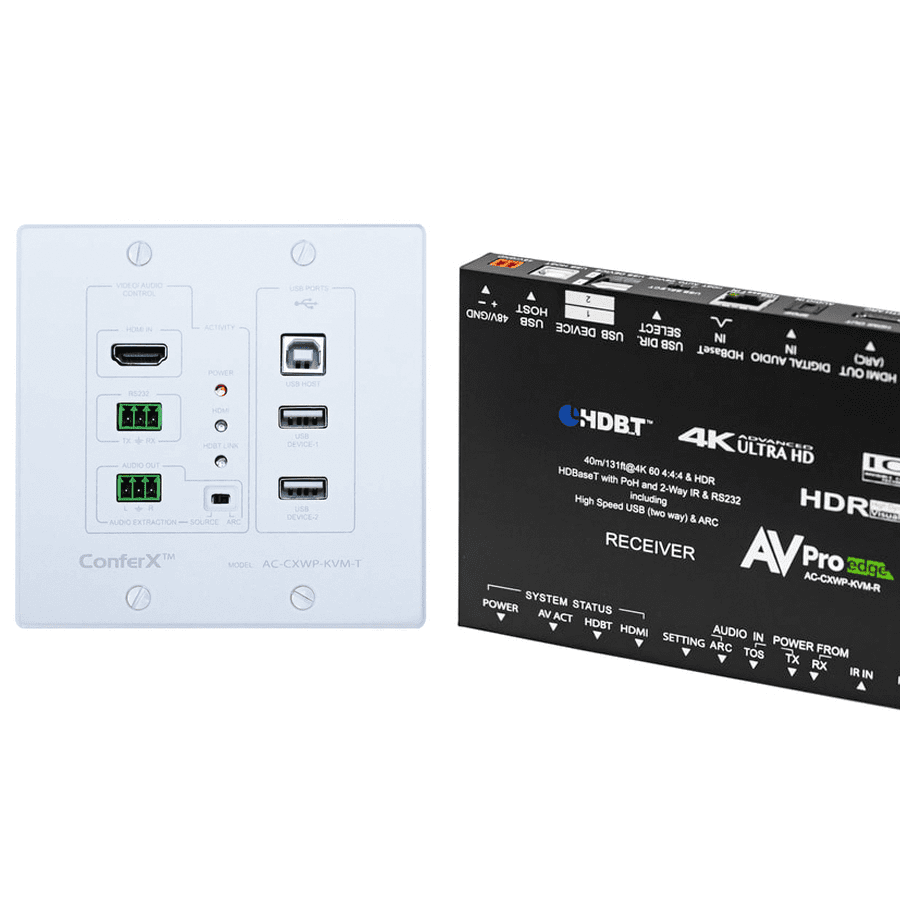 Afbeelding van HDMI+USB Wallplate Extender KIT over HDBaseT US-2G White 40m 18Gbps 4K