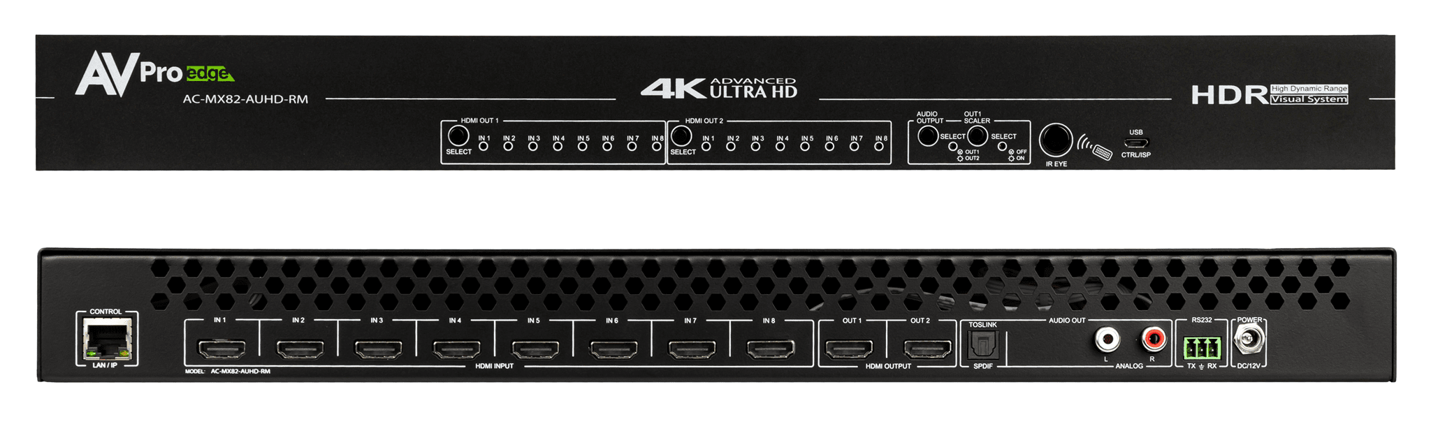 Afbeelding van Matrix Switch RM HDMI 8x2 18G True 4K60 4:4:4 w/Auto Switch/AVR Bypass