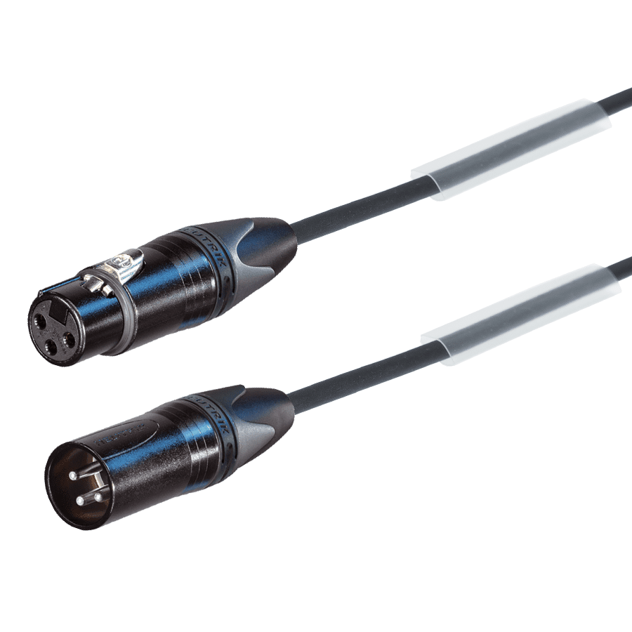 Afbeelding van microfoonkabel FLEX zwart XLR 3p zwart-zilver  0,3m perivox-Neutrik