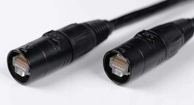 Afbeelding van combi 4xCAT5E 4P26+4xSignaal PVC etherCON + XLR 3p M/F zwart  3,0m