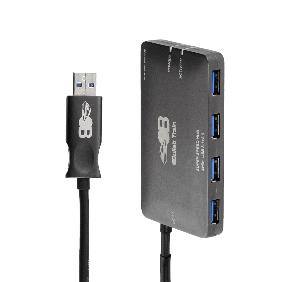 Afbeelding van USB 3.1 kabel met HUB USB-A-male > 4xUSB-A-fem. zwart  5m BulletTrain