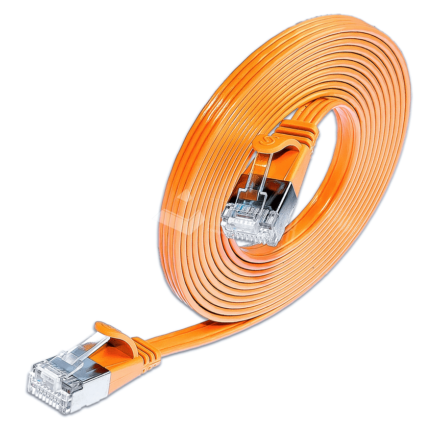 Afbeelding van patchkabel CAT6 U/FTP 4p36 FLAT PVC oranje RJ45  0,15m