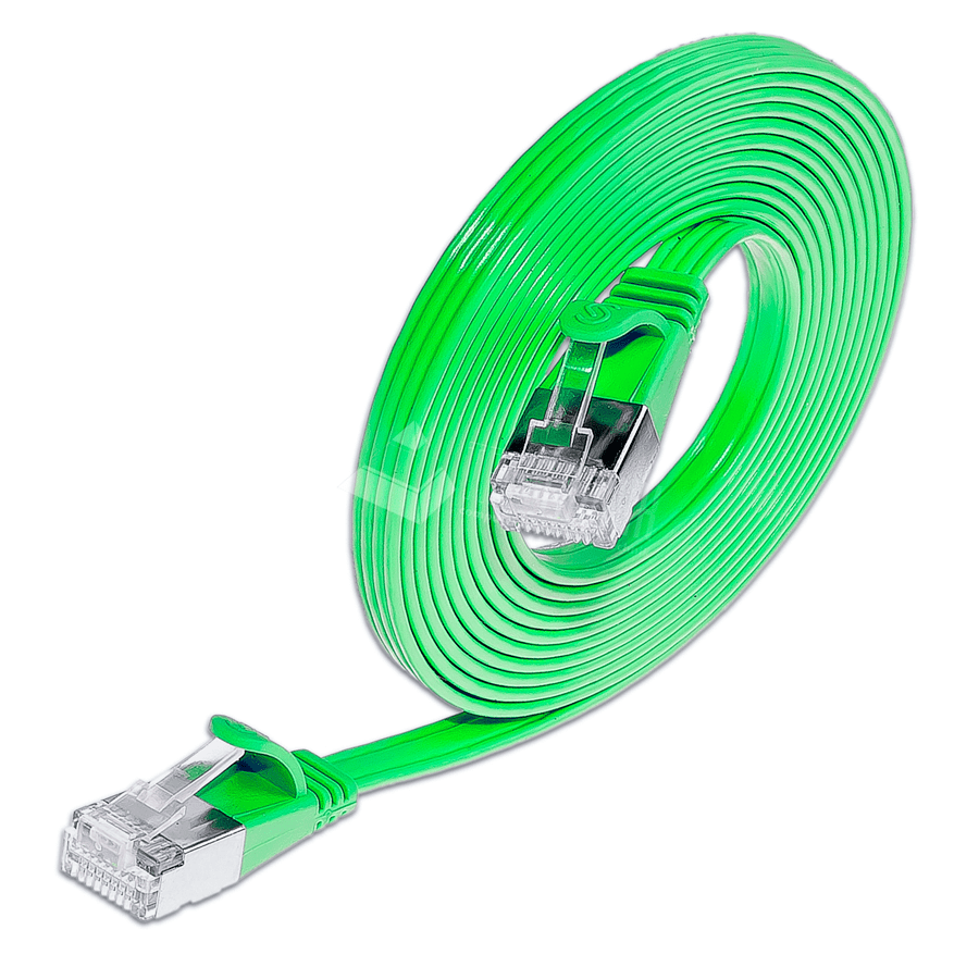 Afbeelding van patchkabel CAT6 U/FTP 4p36 FLAT PVC groen RJ45  0,1m