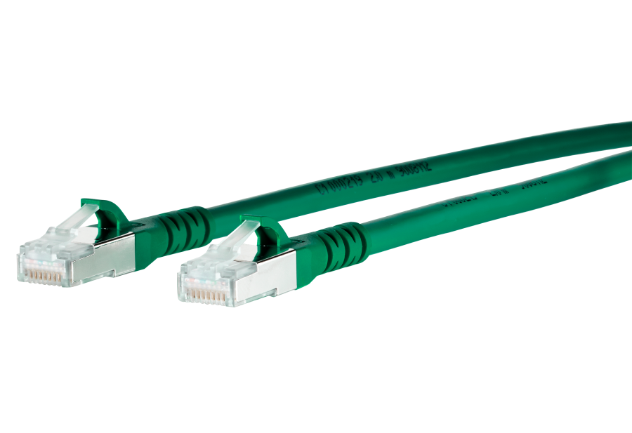 Afbeelding van patchkabel CAT6A S/FTP 4P26 LSHF groen RJ45 snagless  0,5m Metz 10G