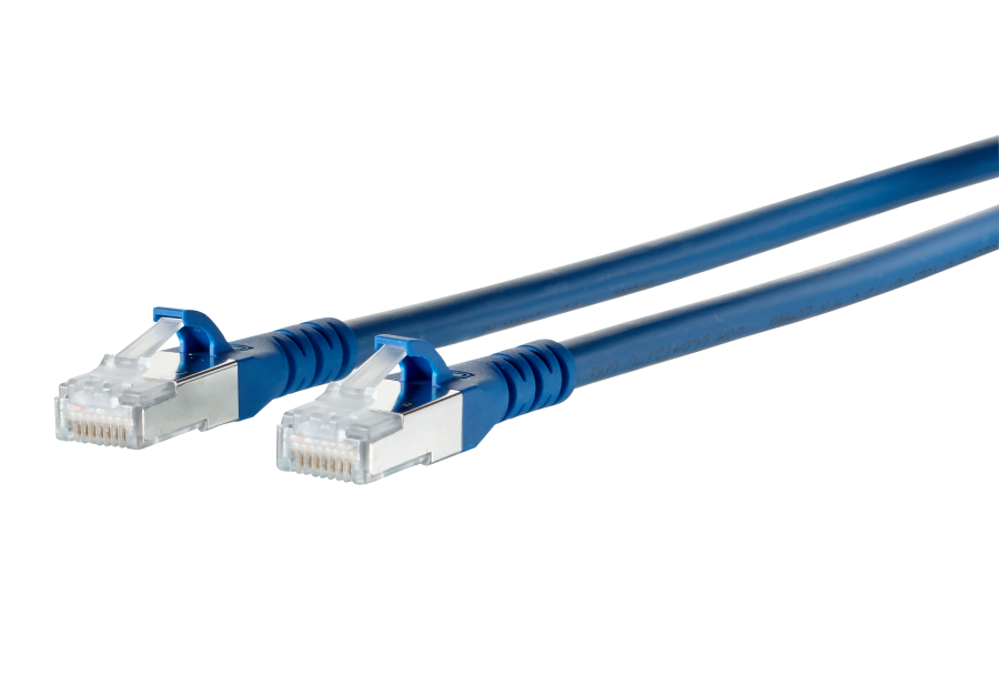 Afbeelding van patchkabel CAT6A S/FTP 4P26 LSHF blauw RJ45 snagless  0,5m Metz 10G