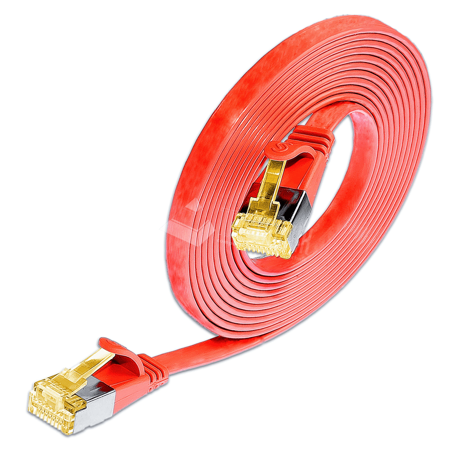 Afbeelding van patchkabel CAT6A U/FTP 4p32 FLAT PVC rood RJ45  0,25m 10G