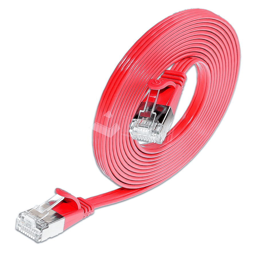 Afbeelding van patchkabel CAT6 U/FTP 4p36 FLAT PVC rood RJ45  0,1m