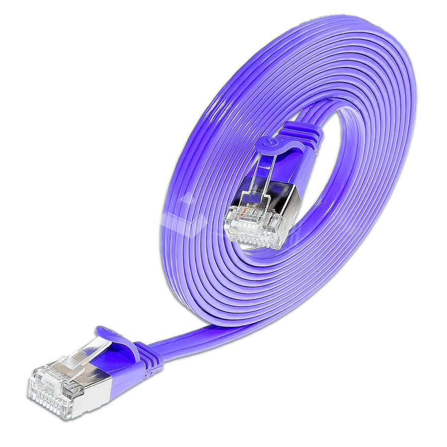 Afbeelding van patchkabel CAT6 U/FTP 4p36 FLAT PVC violet RJ45  0,1m