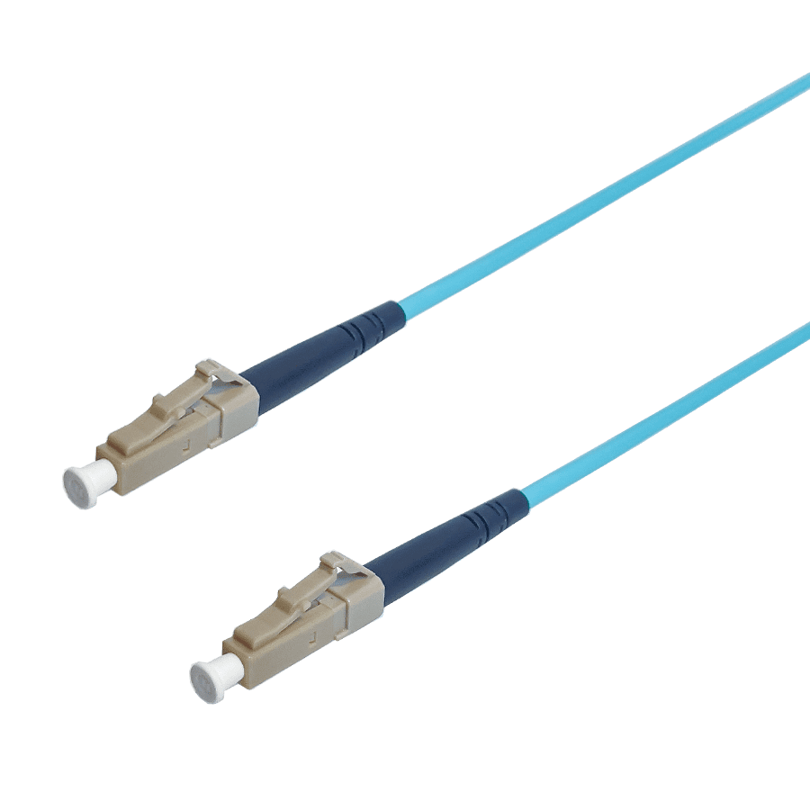 Afbeelding van patchcord MultiMode Simplex LC-LC OM3 Armored 0.5m Aqua Enhanced