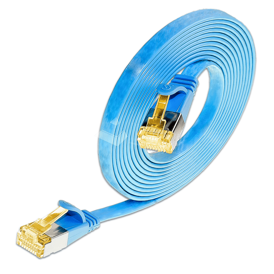 Afbeelding van patchkabel CAT6A U/FTP 4p32 FLAT PVC blauw RJ45  0,1m 10G