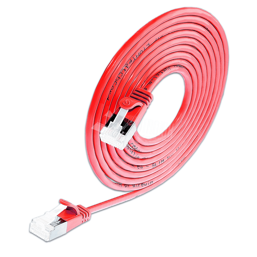 Afbeelding van patchkabel CAT6A U/FTP 4p32 SLIM LSZH rood RJ45  0,1m 10G 3.8mm