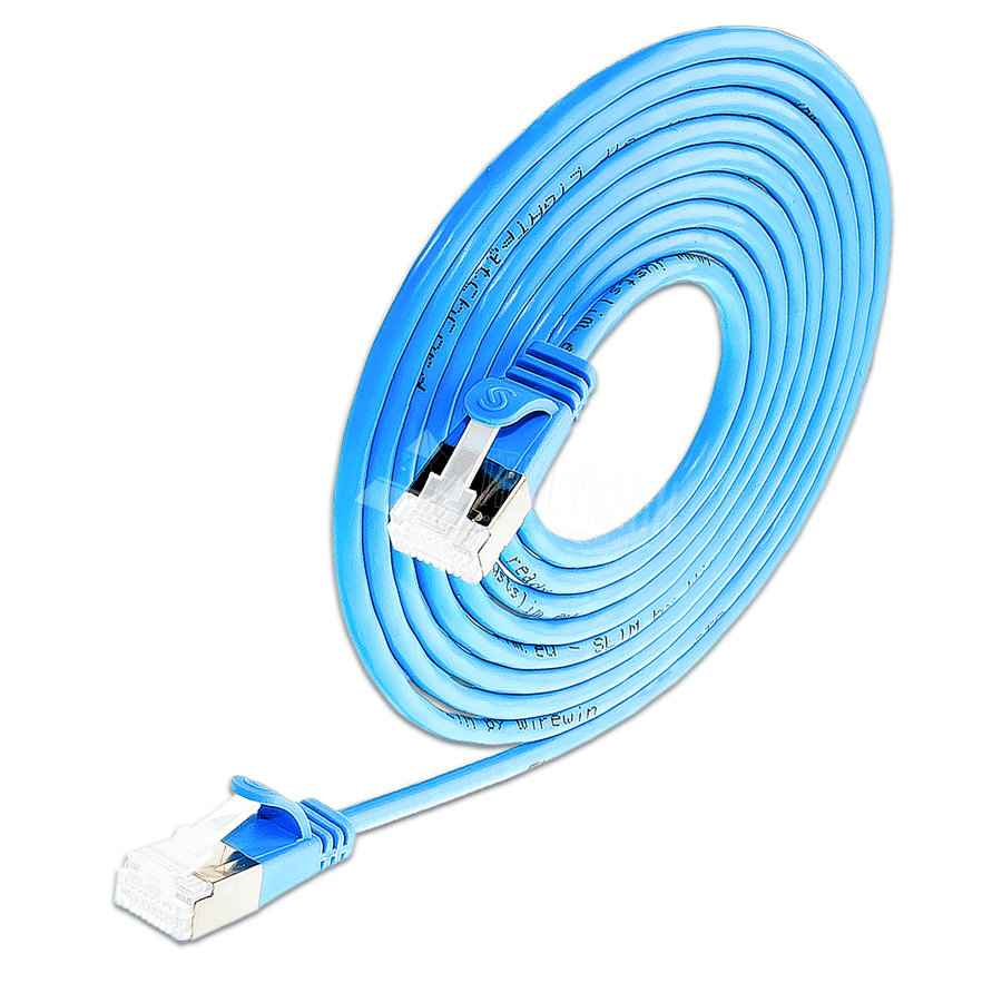 Afbeelding van patchkabel CAT6A U/FTP 4p32 SLIM LSZH blauw RJ45  0,25m 10G 3.8mm