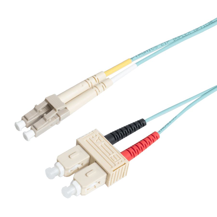 Afbeelding van patchcord MultiMode Duplex LC-SC  0.5m OM3 Aqua d2mm Enhanced