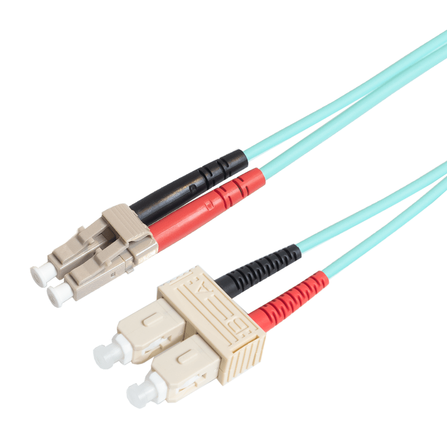 Afbeelding van patchcord MultiMode Duplex LC-SC 10m OM3 Armored Aqua d3.3 Enhanced