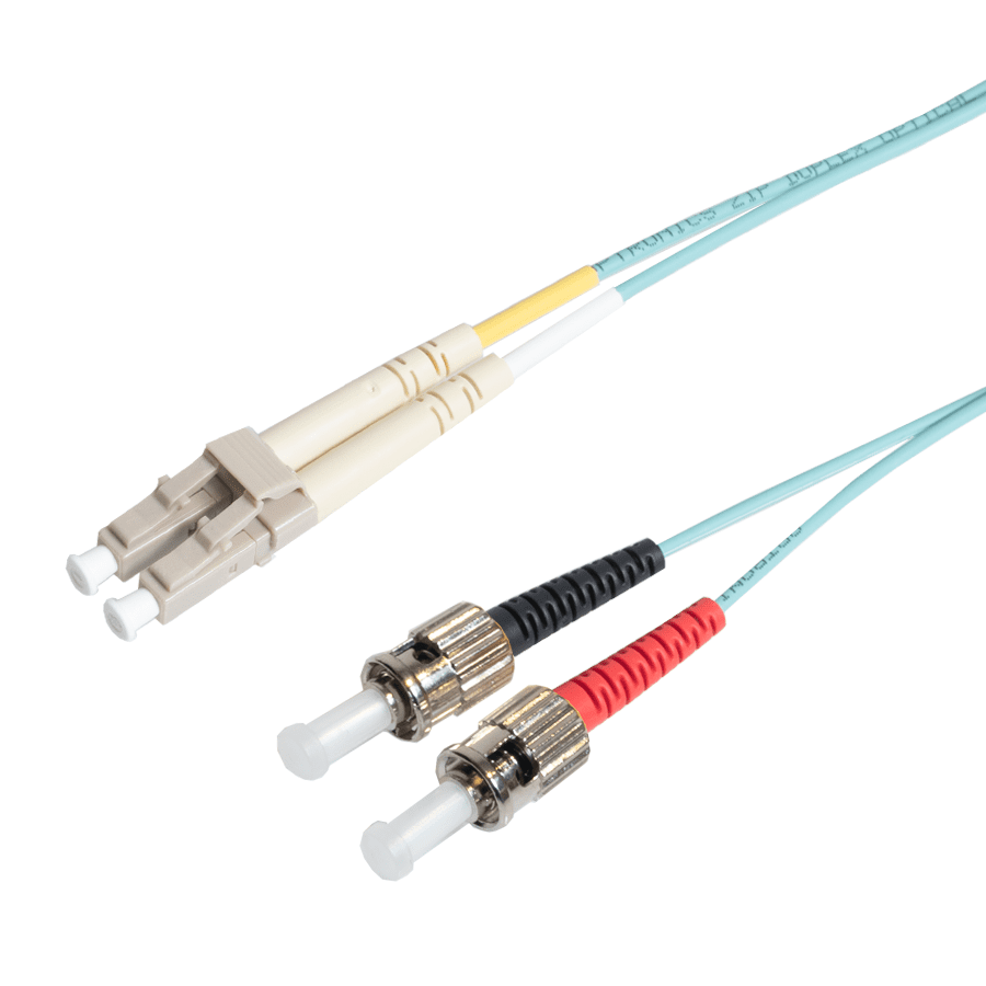 Afbeelding van patchcord MultiMode Duplex LC-ST  1.0m OM3 Aqua d2mm Enhanced