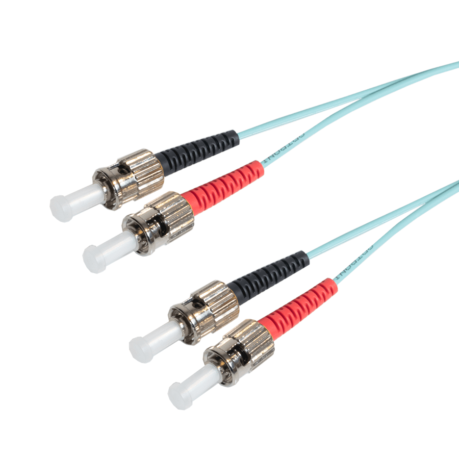 Afbeelding van patchcord MultiMode Duplex ST-ST  0.5m OM3 Aqua d3mm Enhanced