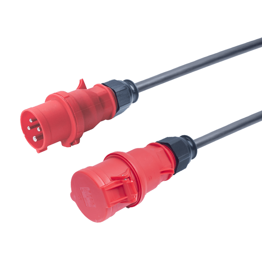 Afbeelding van verlengkabel H07RNF 2,5mm2 CEE 4 pin 16A 400V rood Bals  5,0m