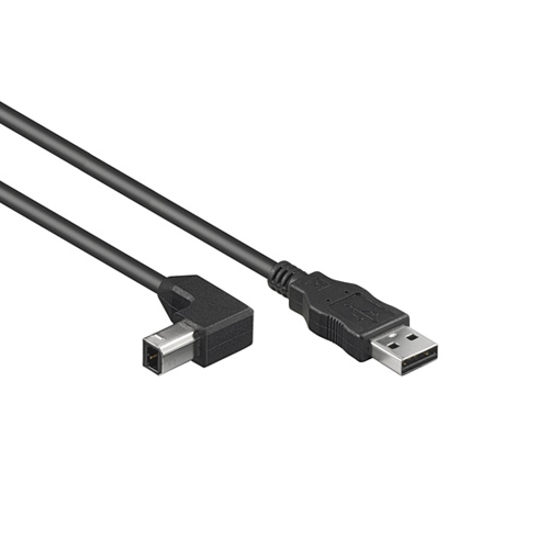 Afbeelding van USB 2.0 kabel USB-A-male > USB-B-male haaks zwart 2,0m