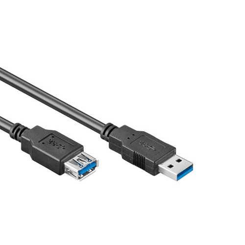 Afbeelding van USB 3.0 kabel USB-A-male > USB-A-female zwart 2,0m