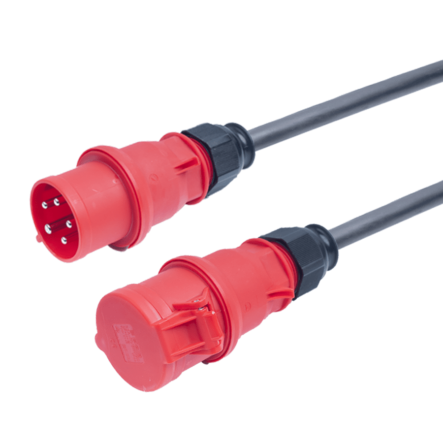 Afbeelding van verlengkabel H07RNF 4mm2 CEE 5 pin 32A 400V rood Bals 15m