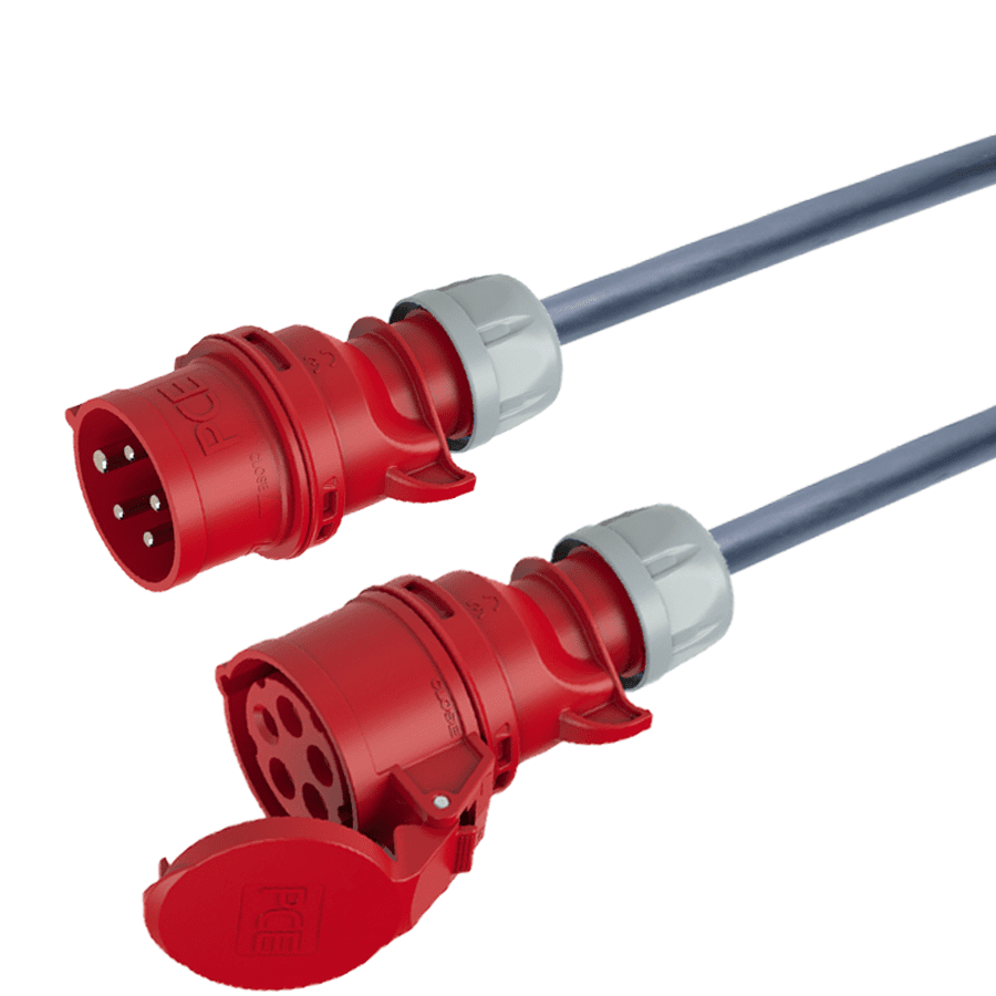 Afbeelding van verlengkabel H07RNF 4mm2 CEE 5 pin 32A 400V rood PCE  5,0m