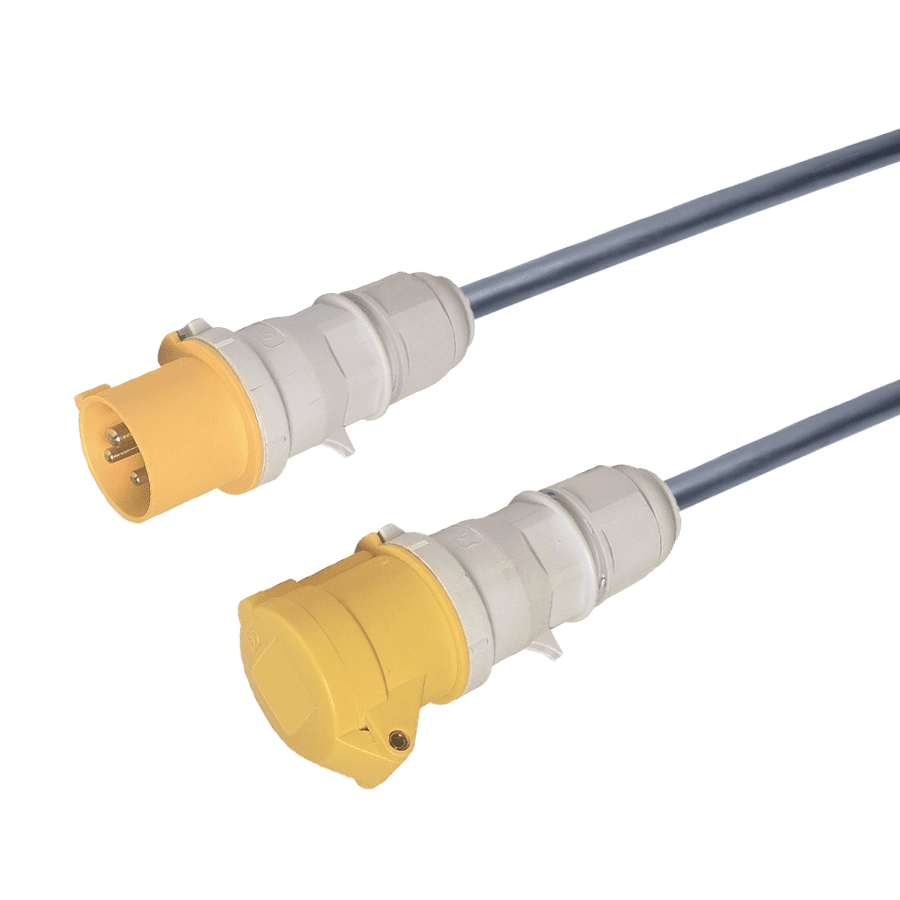 Afbeelding van verlengkabel H07RNF 1,5mm2 CEE 4 pin 16A 110V geel Bals  5,0m