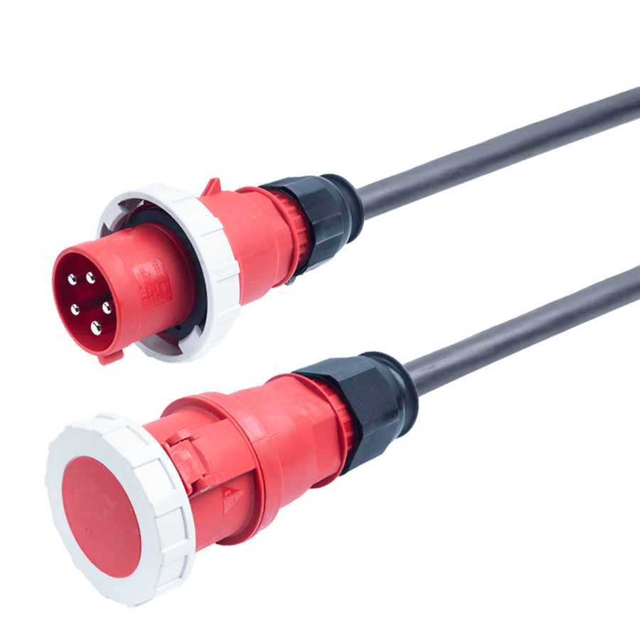 Afbeelding van testkabel H07RNF 16mm2 CEE 5 pin 125A > 5 pin 63A rood Bals  1,0m