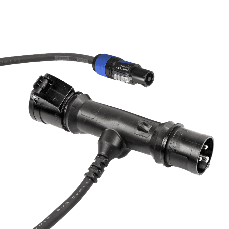 Afbeelding van T-splitter CEE 16A 3p 230V in-uit > H07RNF 3G2,5 1,0m powerCON blauw