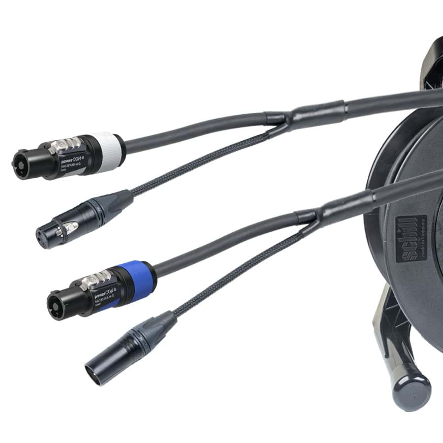 Afbeelding van combi Power+Audio 1,5mm2 powerCON 20A + XLR3 zwart 40m d15mm+GT450