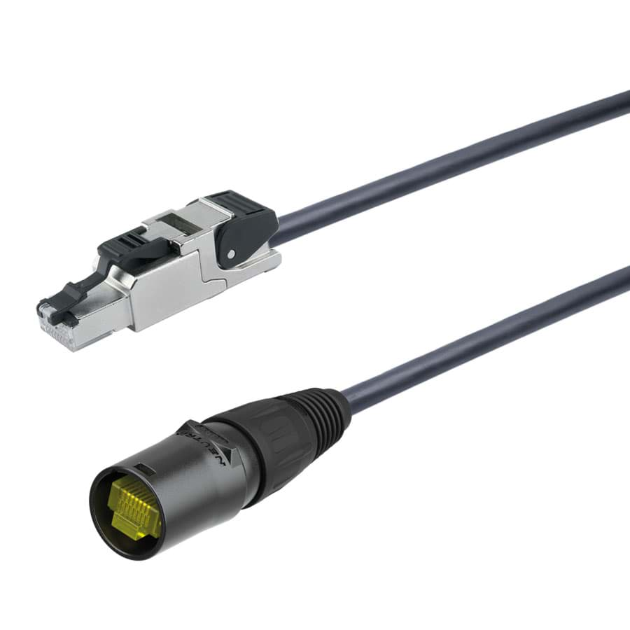 Afbeelding van patchkabel CAT7 4P26 PUR Draka etherCON zwart > RJ45-metaal 10m