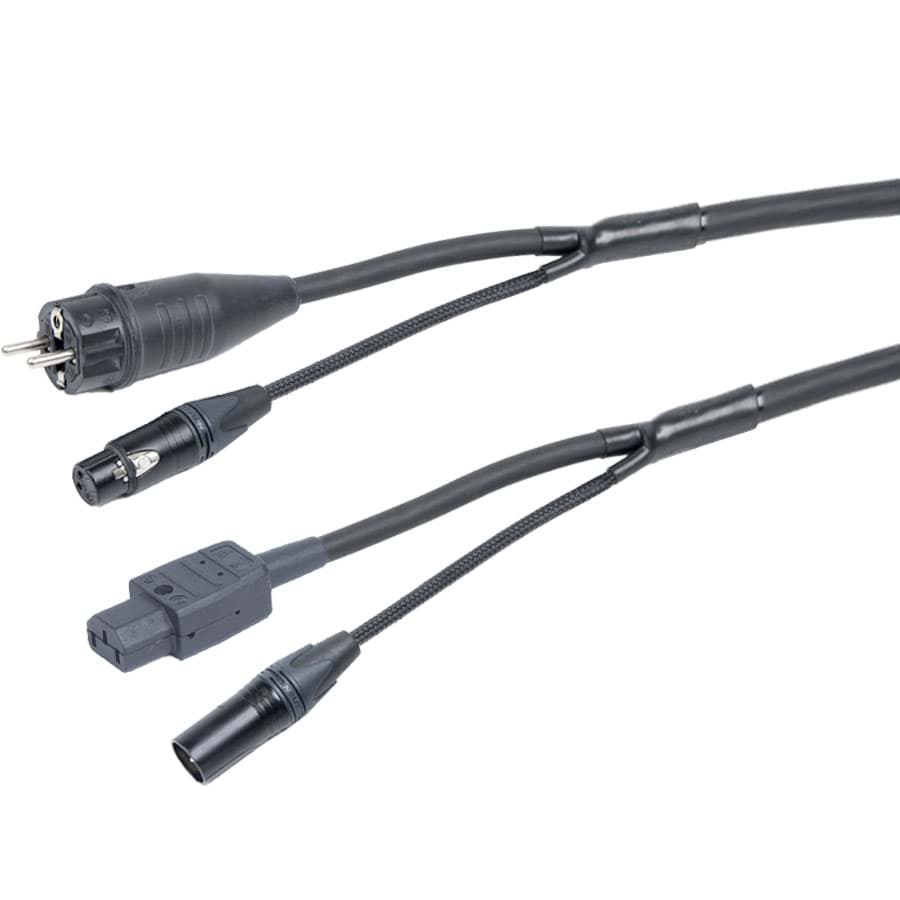 Afbeelding van combi Power+Audio 1,5mm2 Schuko>IEC C13 + XLR3 zwart 25m d15mm