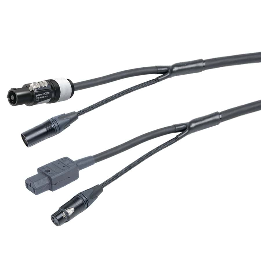 Afbeelding van combi Power+DMX 1,5mm2 powerCON 20A/IEC-C13 + XLR3 zwart 10m d15mm