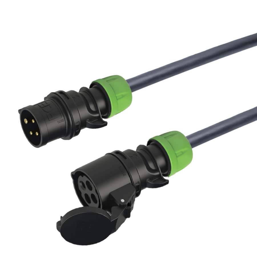 Afbeelding van verlengkabel H07RNF 1,5mm2 CEE 4 pin 16A 400V zwart(rd)groen PCE 20m