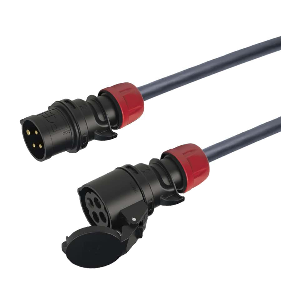 Afbeelding van verlengkabel H07RNF 1,5mm2 CEE 4 pin 16A 400V zwart(rd)rood PCE  5,0m