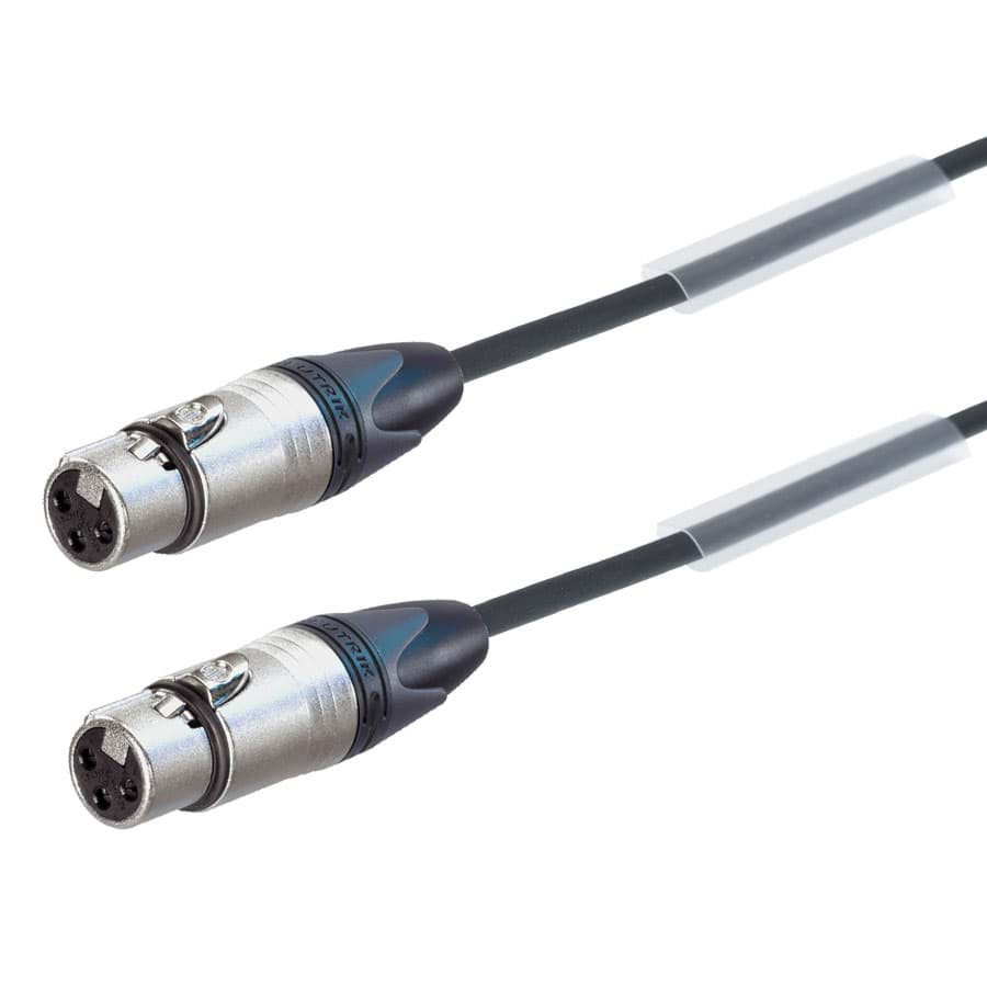 Afbeelding van audiokabel FLEX zwart XLR 3p F>F nikkel  0,2m perivox-Neutrik