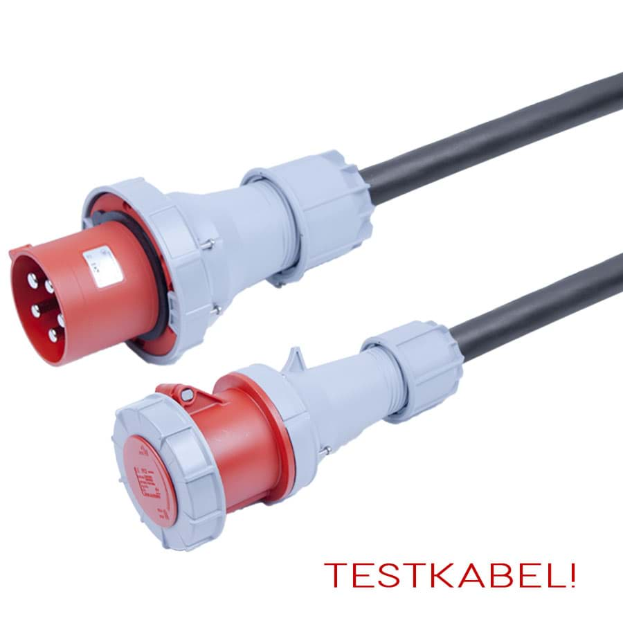 Afbeelding van testkabel H07RNF 16mm2 CEE 5 pin 125A > 5 pin 63A rood PCE  1,0m