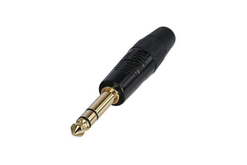 Afbeelding van jack 6,3mm steker 3-polig zwart goud Finger Groove