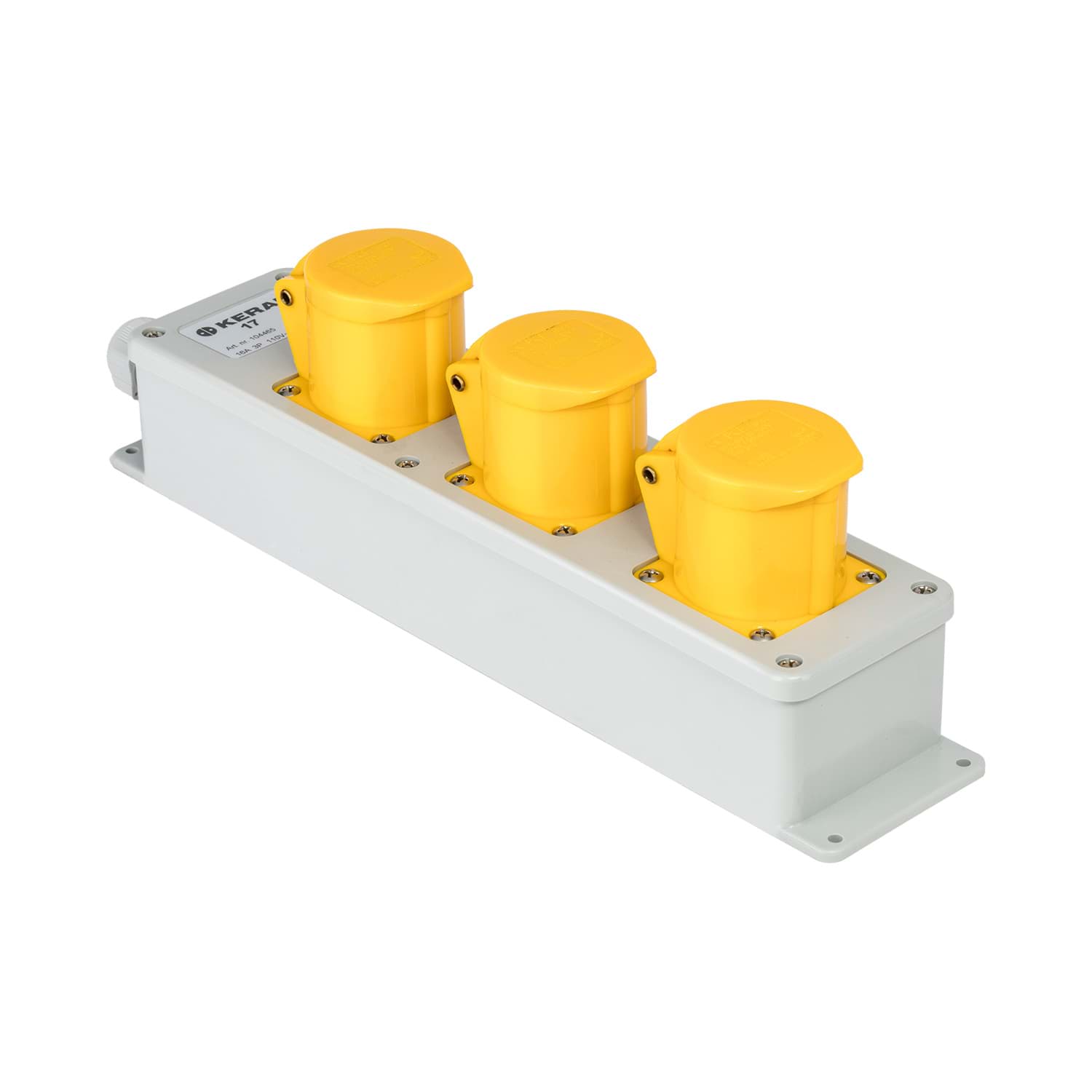 Afbeelding van snoercentrale 3-voudig CEE 3p 16A 110V grijs/geel M20