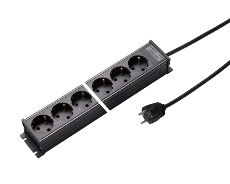 Afbeelding van contactdoos randaarde  6v45gr zwart 1,5m stekker-recht RA 1102